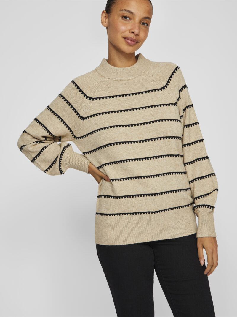 VIRIL CREW NECK L/S STRIPE KNIT TOP - Image 4