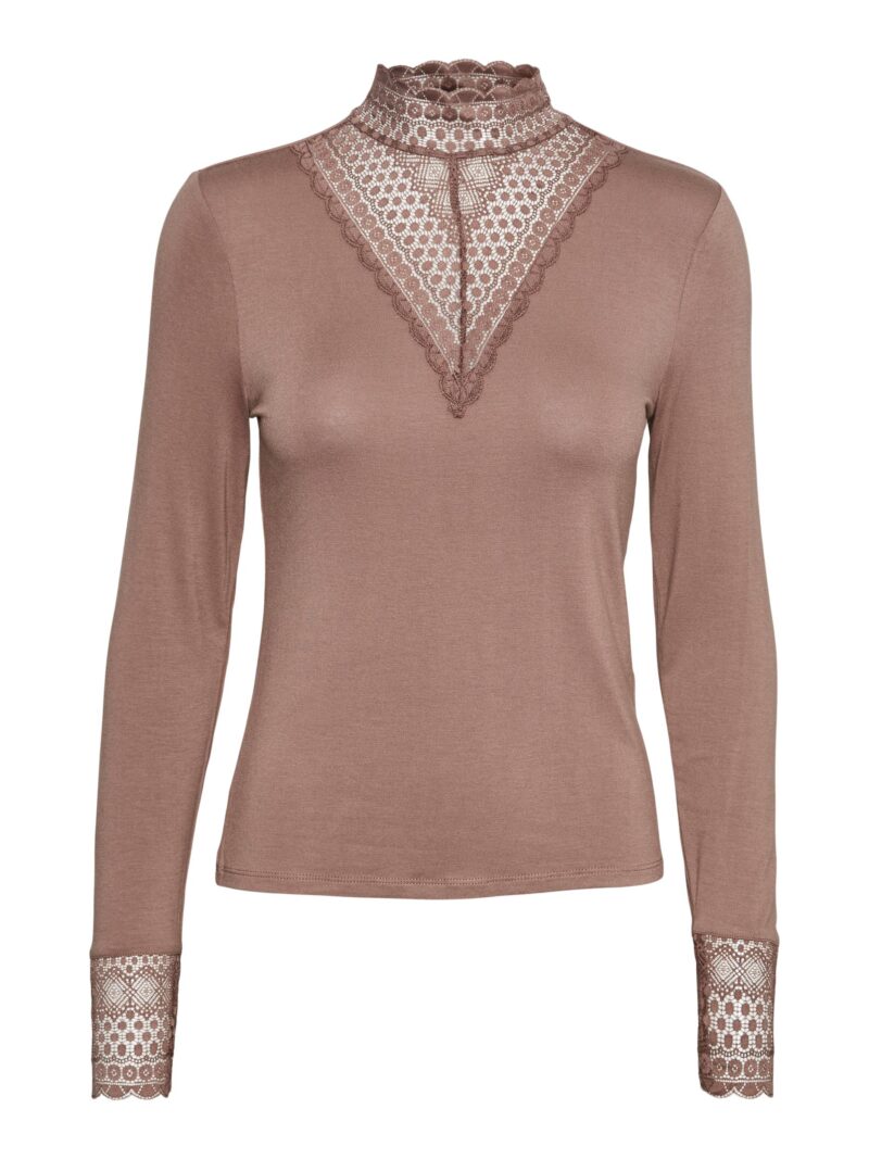 VMROSA LS HIGHNECK LACE TOP JRS
