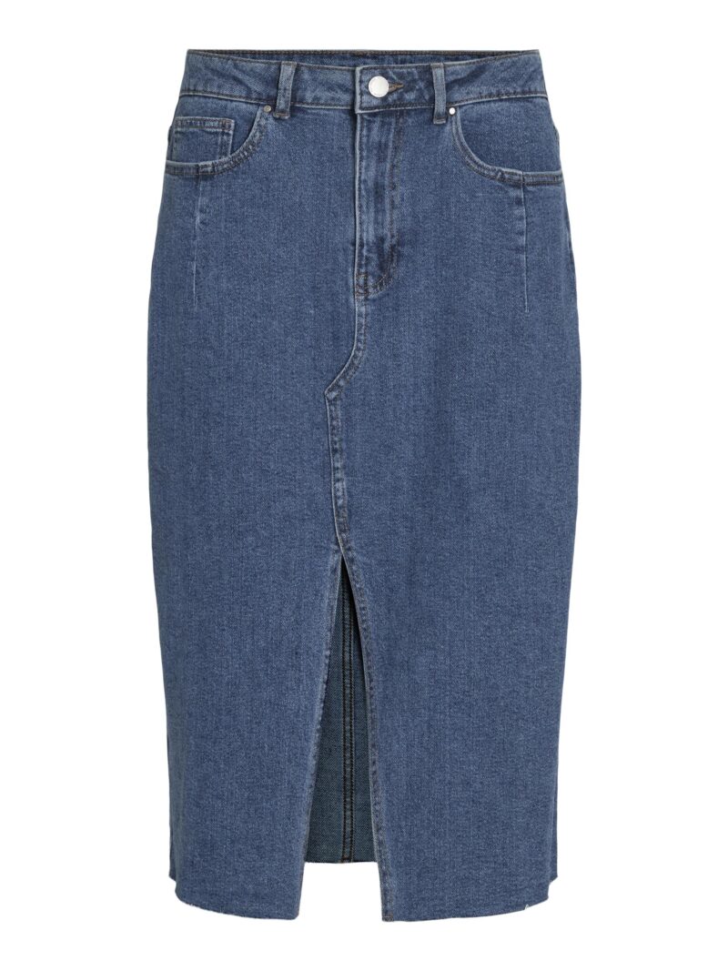 VISOL RW MIDI SLIT DENIM SKIRT/PB