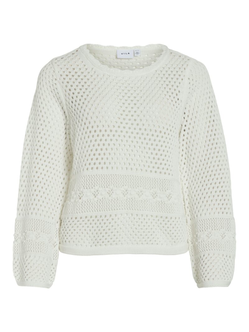 VIDOLISE L/S O-NECK CROCHET KNIT TOP