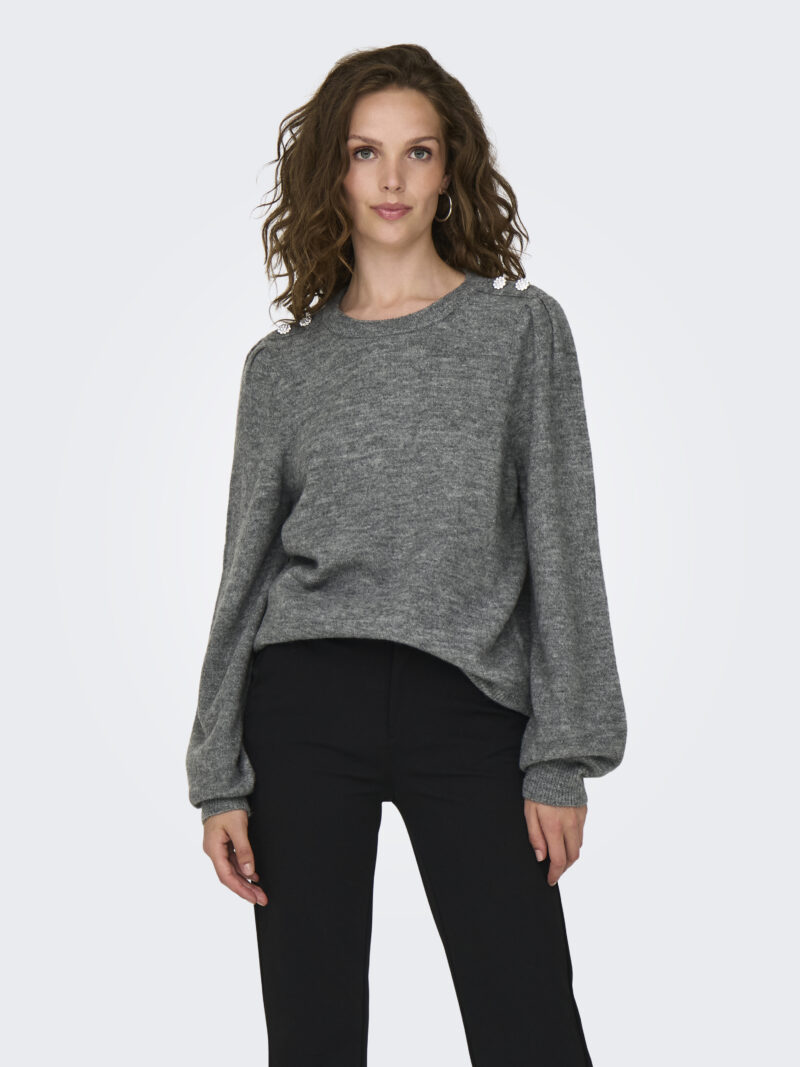 JDYELANORA L/S O-NECK BUTTON PULL KNT - Image 6