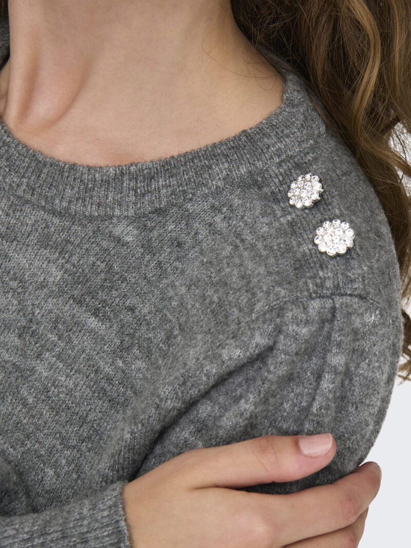 JDYELANORA L/S O-NECK BUTTON PULL KNT - Image 5