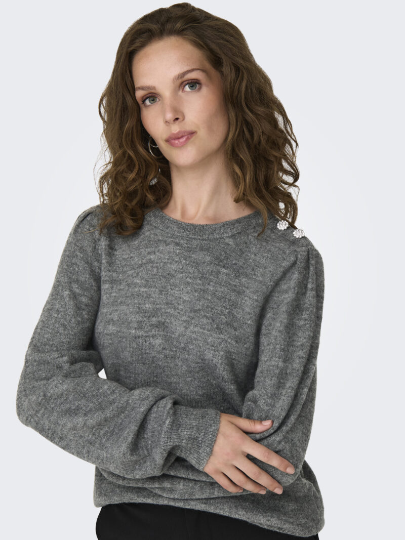 JDYELANORA L/S O-NECK BUTTON PULL KNT - Image 4