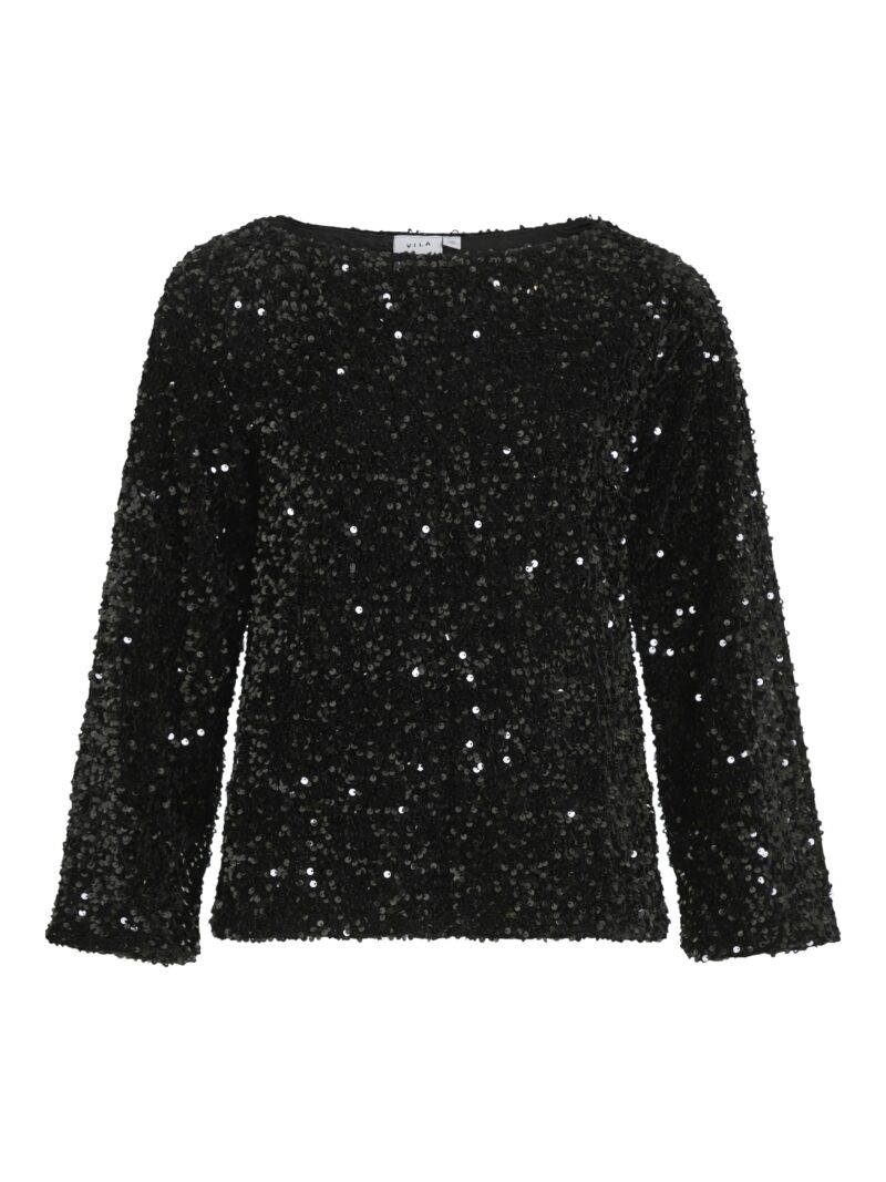 VIFAITH BOAT NECK L/S SEQUIN TOP/VOL