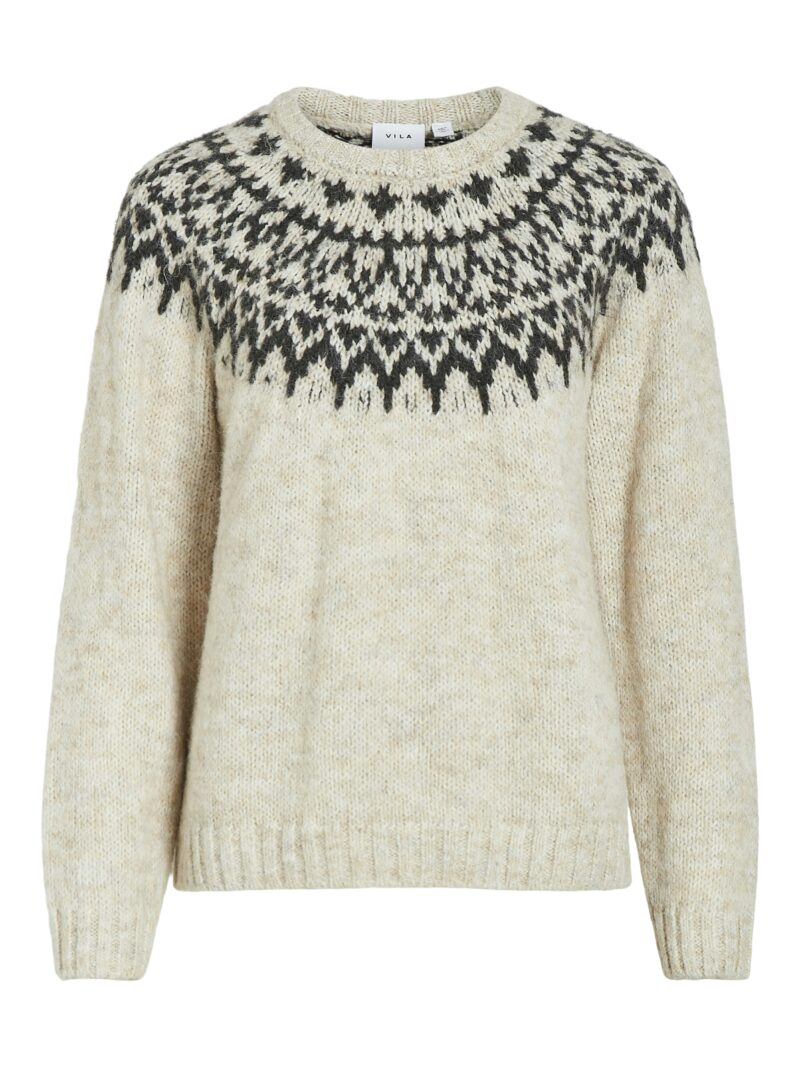 VIEJLA O-NECK L/S JACQUARD KNIT TOP