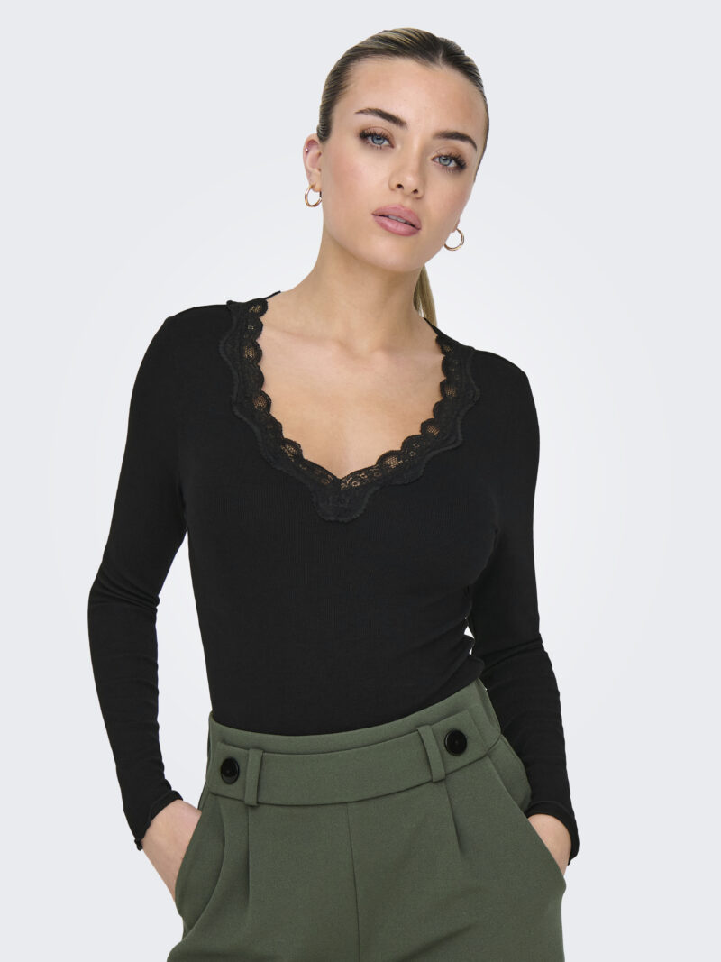 JDYETOILE L/S V-NECK RIB TOP JRS DIA - Image 2