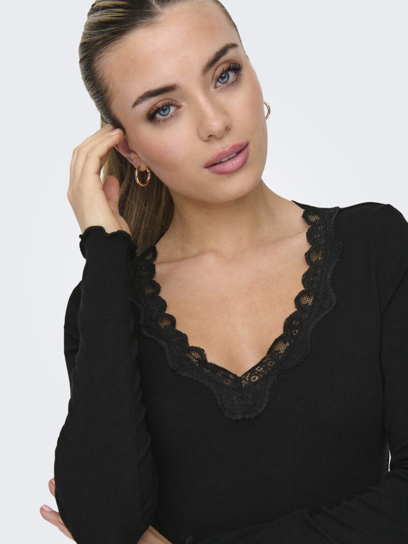 JDYETOILE L/S V-NECK RIB TOP JRS DIA - Image 3