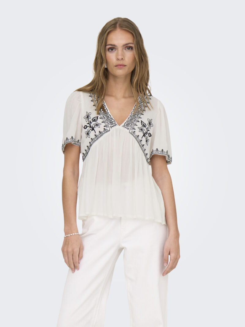JDYHARPER S/S V-NECK EMBROIDERY TOP WVN - Image 4