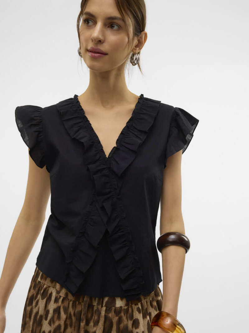 VMROXANNE SL V-NECK RUFFLE TOP VMA - Image 5