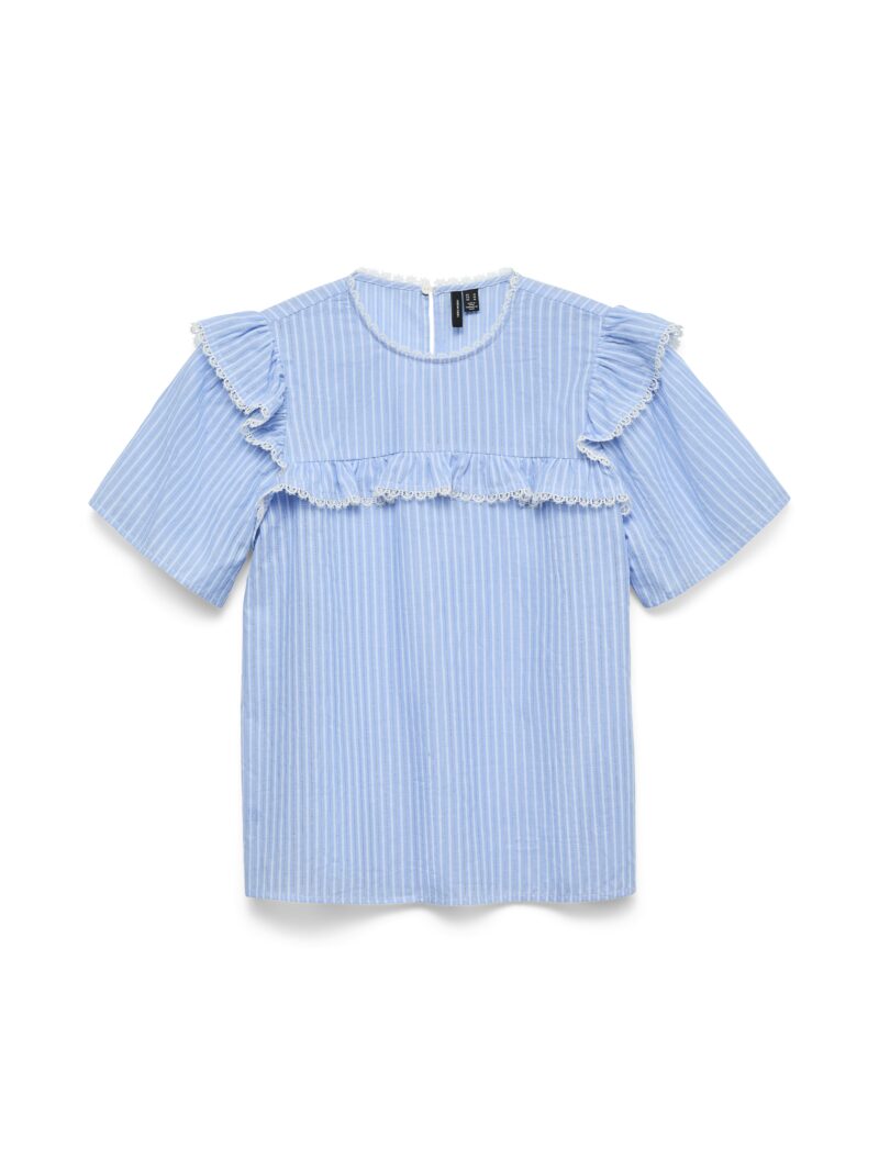 VMBELL SS FRILL STRIPE TOP WVN EXP