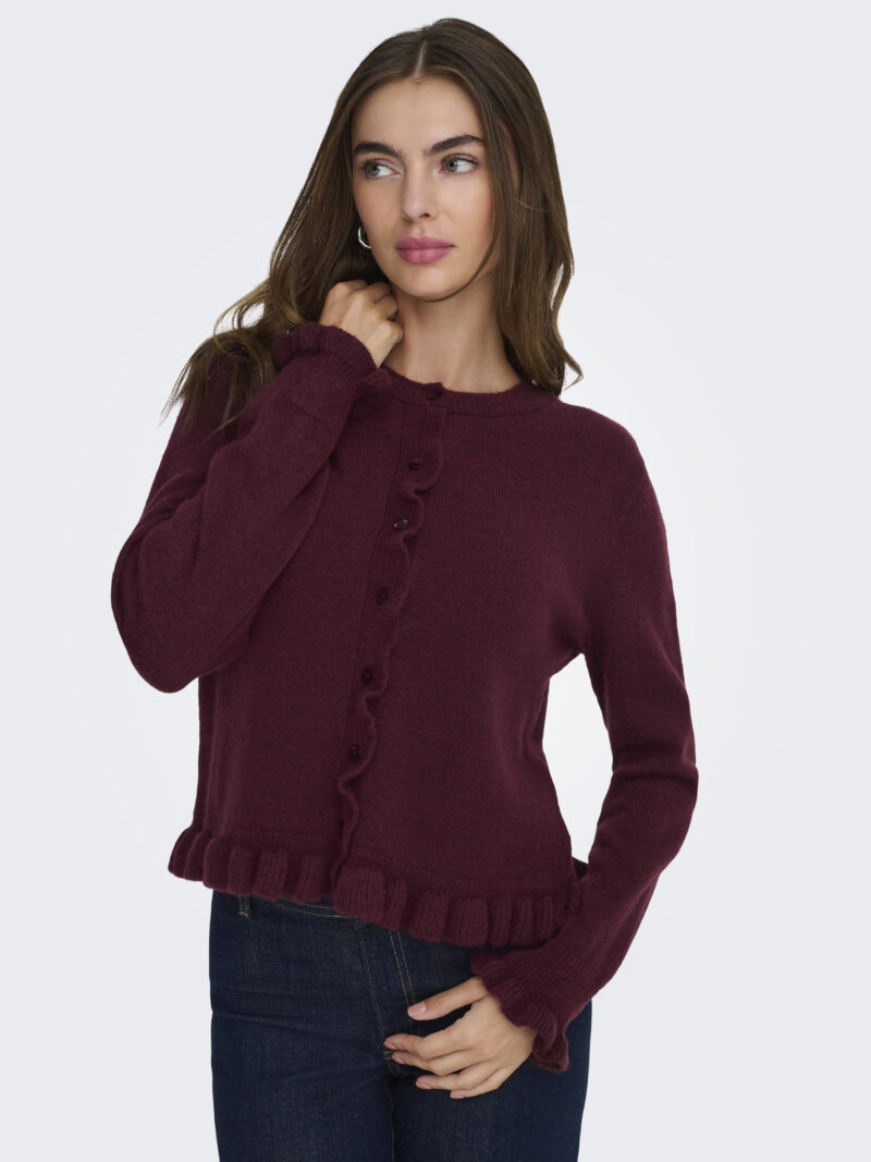 JDYLETTY L/S O-NECK FRILL CARDIGAN