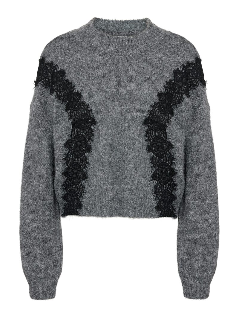 NMSUTTON L/S O-NECK LACE KNIT FWD - Billede 2