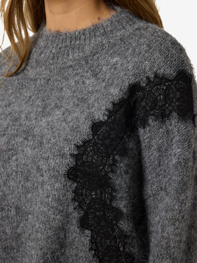 NMSUTTON L/S O-NECK LACE KNIT FWD - Billede 3