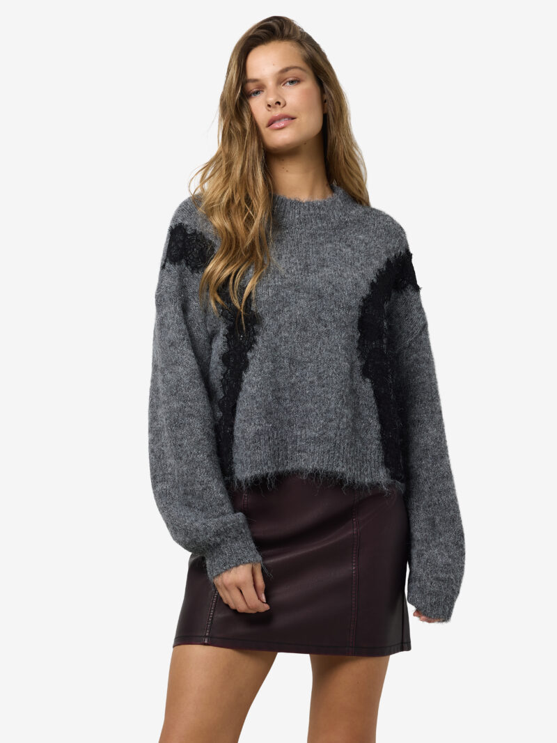 NMSUTTON L/S O-NECK LACE KNIT FWD - Billede 4