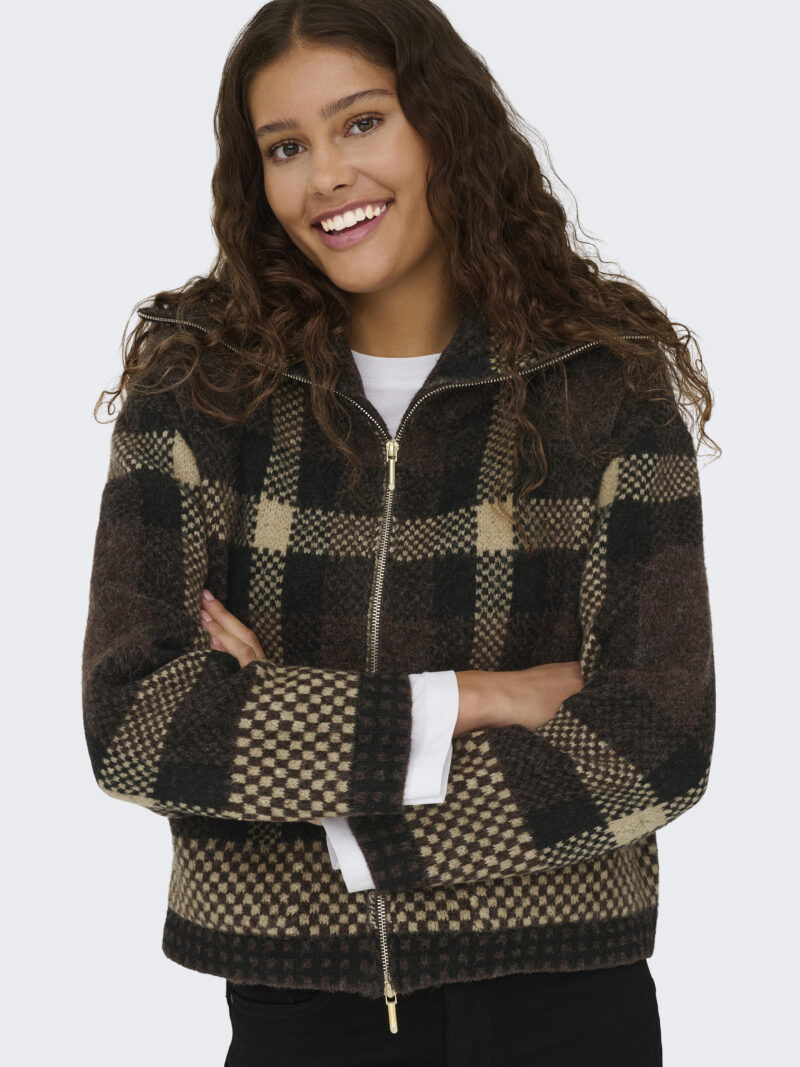 JDYPHOENIX L/S 2 WAY ZIP JACQ CARDI KNT