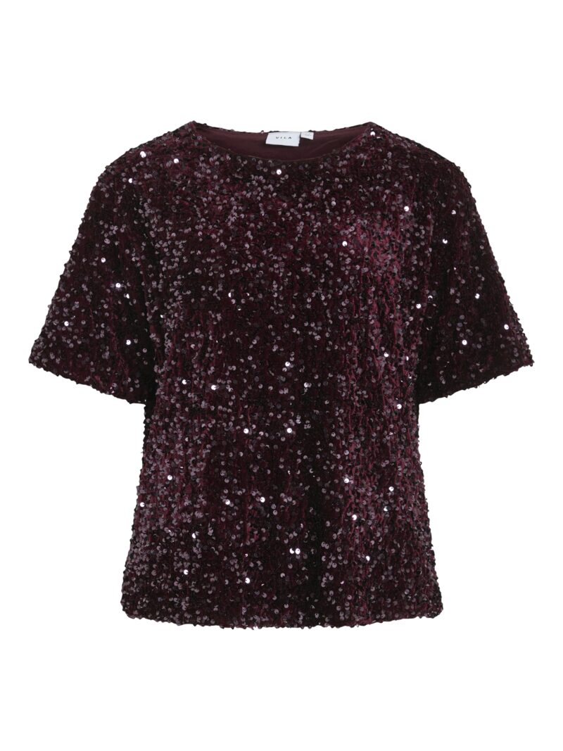 VIFAITH O-NECK S/S SEQUIN TOP/2