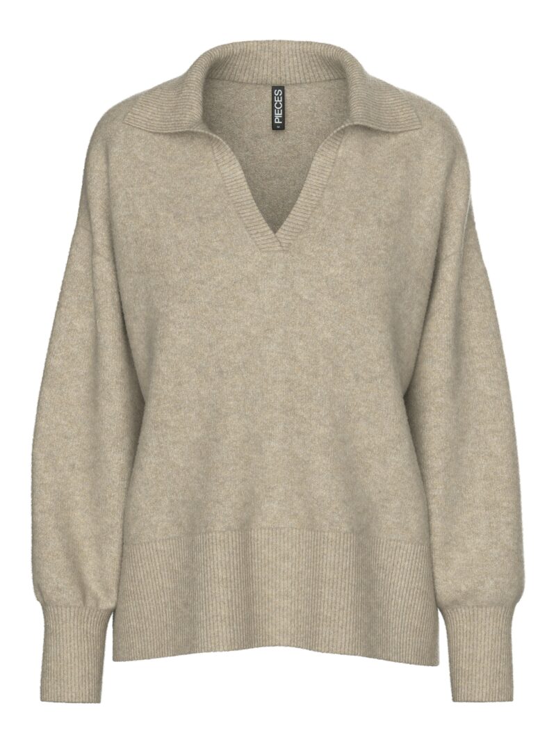 PCMALOU LS POLO KNIT NOOS BC