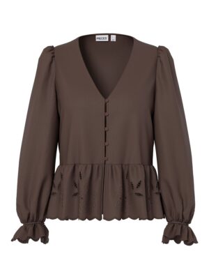 PCFELUCA LS V-NECK PEPLUM TOP D2D. - Billede 2