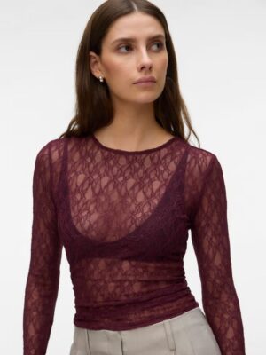 AWTESSY LS O-NECK LACE TOP NOOS. - Billede 3