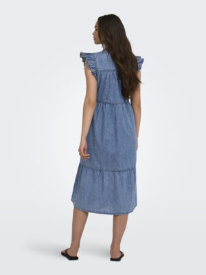 ONLSHANIA S/L FRILL MIDI DNM DRESS AKM. - Billede 5