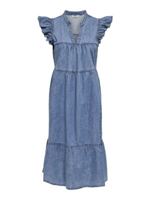 ONLSHANIA S/L FRILL MIDI DNM DRESS AKM. - Billede 6
