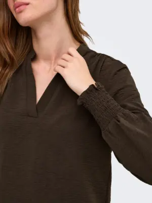ONLMETTE V-NECK LS SMOCK TOP NOOS WVN - Billede 3