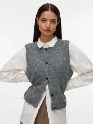 VMNOVAH SL O-NECK BUTTON VEST NOOS - Billede 6
