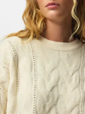 PCKATHY LS O-NECK CABLE KNIT NOOS BC. - Billede 3
