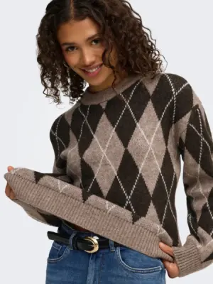 JDYBIANKA L/S ARGYLE PULLOVER KNT NOOS - Billede 4