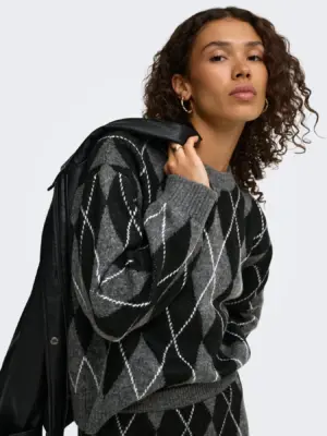 JDYBIANKA L/S ARGYLE PULLOVER KNT NOOS - Billede 6