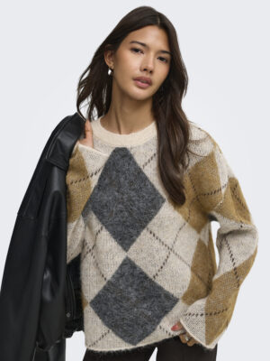 ONLNOEME LS PATTERN O-NECK NCA KNT - Billede 5
