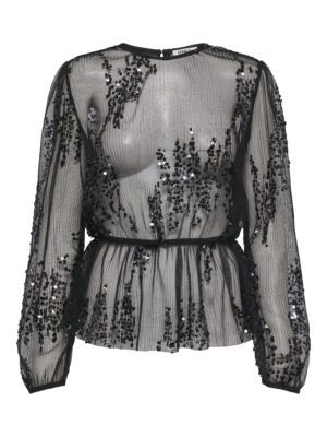 ONLBLAIR PLISSE SEQUINS LS TOP WVN - Billede 2