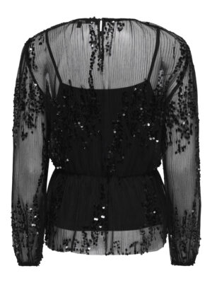 ONLBLAIR PLISSE SEQUINS LS TOP WVN - Billede 4